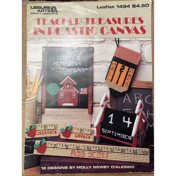 Leisure Arts TEACHER TREASURES PLASTIC CANVAS 1494 Leaflet 12 Designs School - Picture 11 of 11